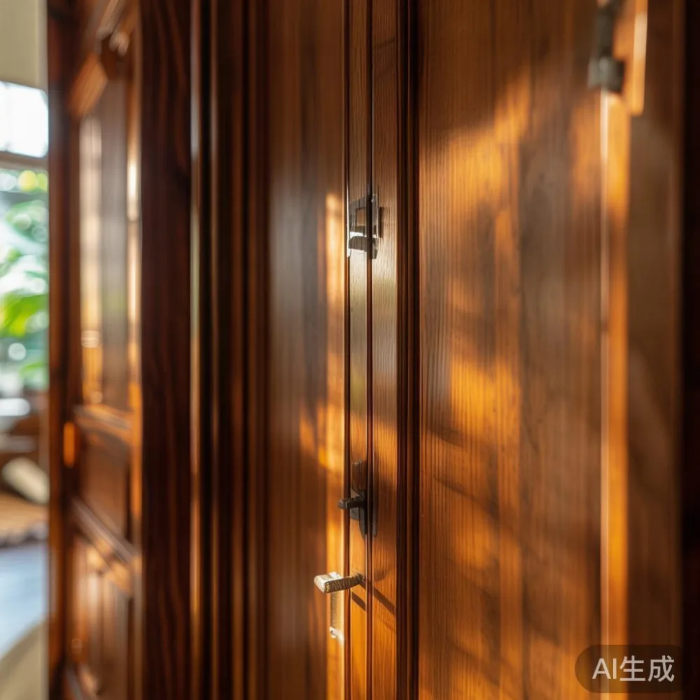 Caring for a Lacquered Wardrobe in a Tropical Climate — close-up of the grain and joinery detail, shallo