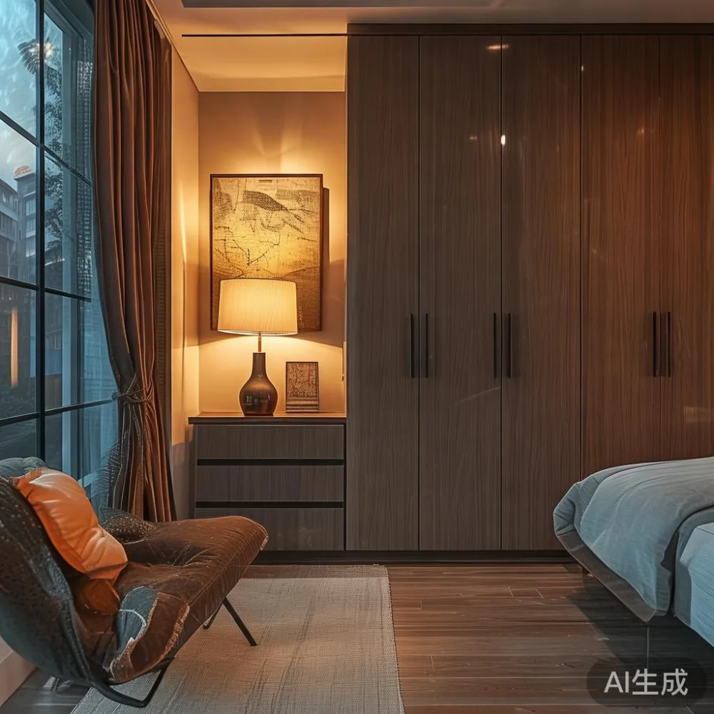 Caring for a Lacquered Surface in a Tropical Climate: A Singapore Ward — room setting at dusk with warm lamp light, film 