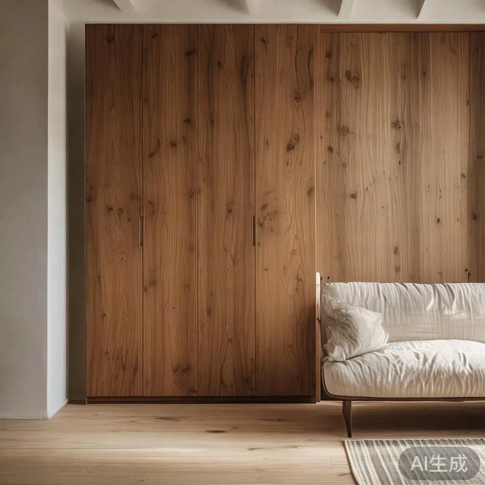 How To Match Solid Wood Furniture To A Warm Minimal Interior (Without — staged against a plain wall with a linen sofa ne
