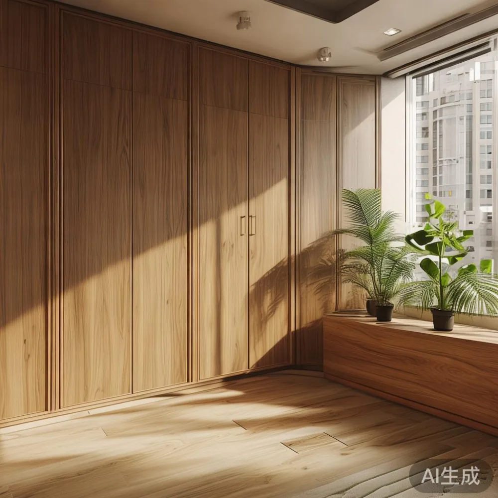 Veneer vs Solid Wood Wardrobe in Singapore: What Really Costs Less Ove — corner of a small condo apartment with wooden fl