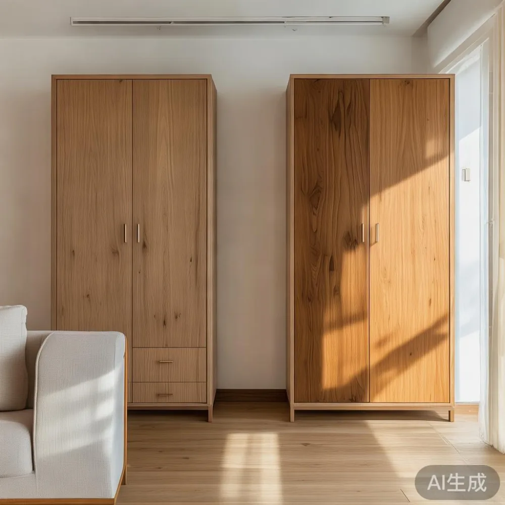 Veneer vs Solid Wood Wardrobes in Singapore: A Real 5-Year Cost Breakd — staged against a plain wall with a linen sofa ne